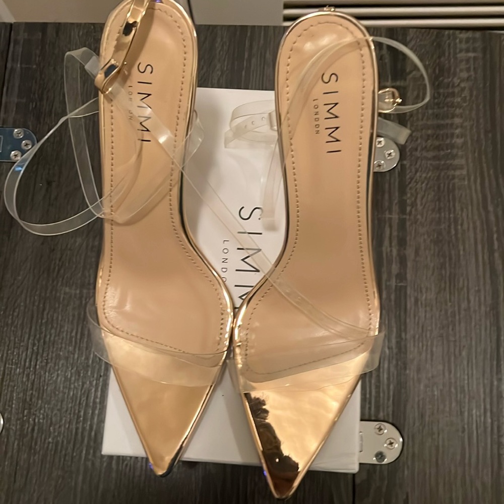 Clear rose gold heels